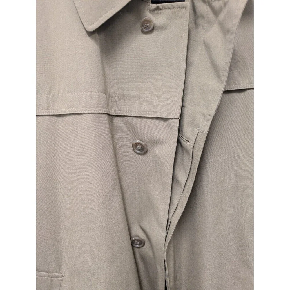 Vintage London Fog Towne Mens Tan Trench Coat Teddy Brown Faux Fur Lining sz 42R